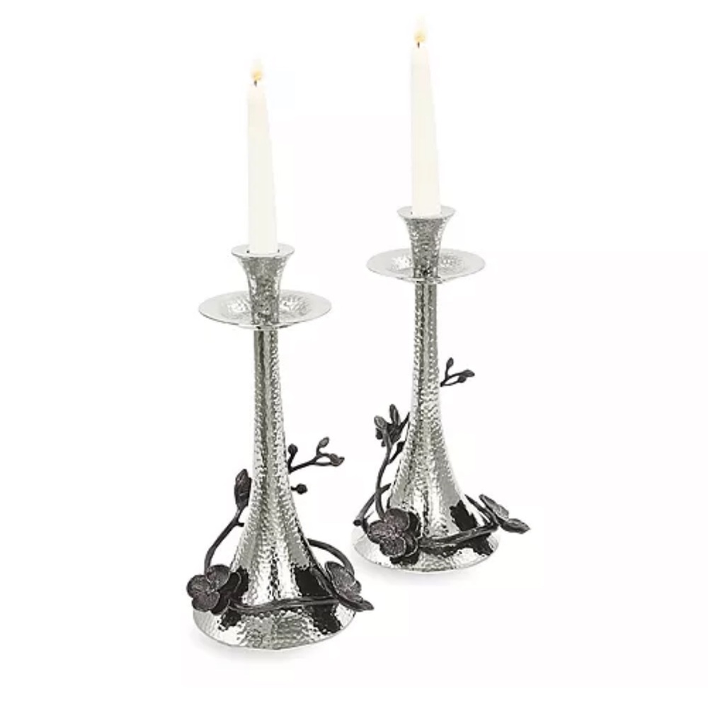 Silver Floral Candle Holders